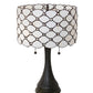 Meyda Lighting Giacomo 21" 2-Light Mahogany Bronze Table Lamp With Beige & Clear Shade Glass