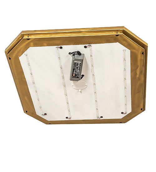 Meyda Lighting Gibbon 31" LED Gold Matte Flush Mount Light With White Statuario Idalight Shade