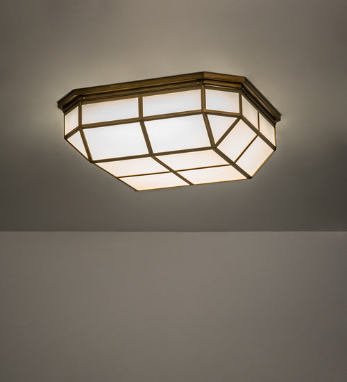 Meyda Lighting Gibbon 31" LED Gold Matte Flush Mount Light With White Statuario Idalight Shade