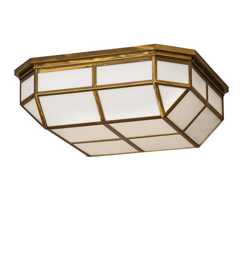 Meyda Lighting Gibbon 31" LED Gold Matte Flush Mount Light With White Statuario Idalight Shade