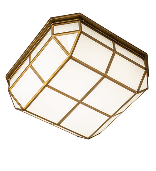 Meyda Lighting Gibbon 31" LED Gold Matte Flush Mount Light With White Statuario Idalight Shade