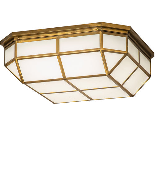 Meyda Lighting Gibbon 31" LED Gold Matte Flush Mount Light With White Statuario Idalight Shade