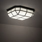 Meyda Lighting Gibbon 36" LED Solar Black Flush Mount Light With White Statuario Idalight Shade