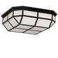 Meyda Lighting Gibbon 36" LED Solar Black Flush Mount Light With White Statuario Idalight Shade