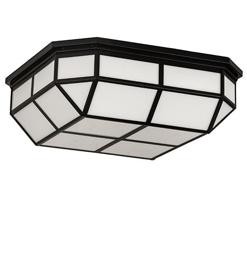 Meyda Lighting Gibbon 36" LED Solar Black Flush Mount Light With White Statuario Idalight Shade