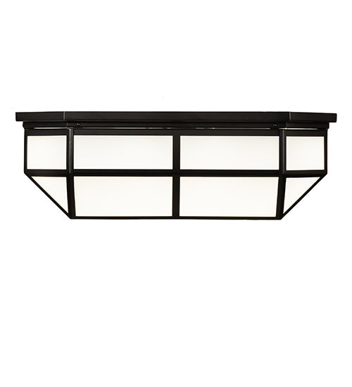Meyda Lighting Gibbon 36" LED Solar Black Flush Mount Light With White Statuario Idalight Shade