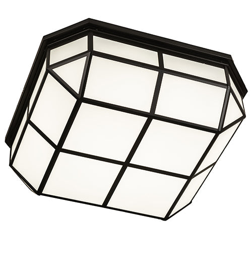 Meyda Lighting Gibbon 36" LED Solar Black Flush Mount Light With White Statuario Idalight Shade
