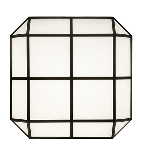 Meyda Lighting Gibbon 36" LED Solar Black Flush Mount Light With White Statuario Idalight Shade