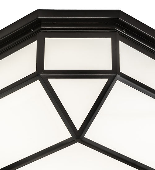 Meyda Lighting Gibbon 36" LED Solar Black Flush Mount Light With White Statuario Idalight Shade