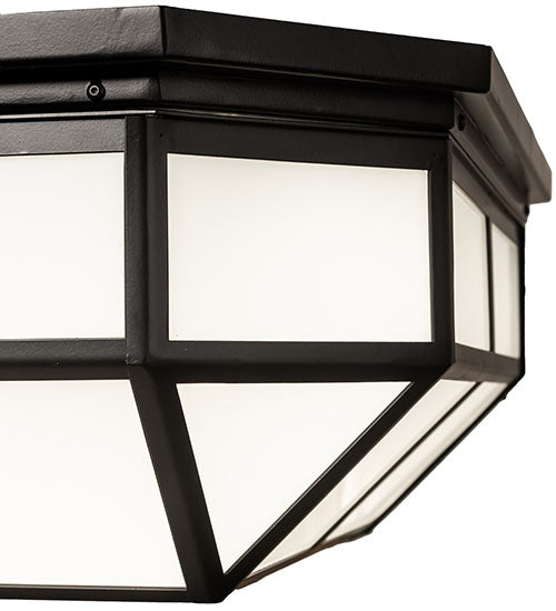 Meyda Lighting Gibbon 36" LED Solar Black Flush Mount Light With White Statuario Idalight Shade
