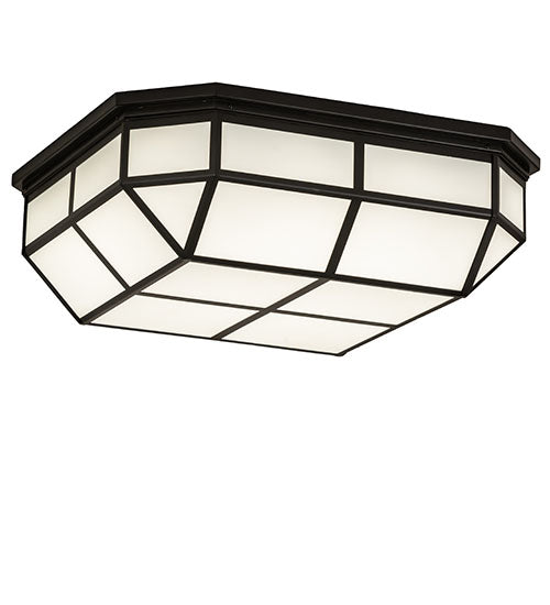 Meyda Lighting Gibbon 36" LED Solar Black Flush Mount Light With White Statuario Idalight Shade