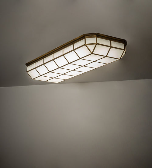 Meyda Lighting Gibbon 66" LED Gold Matte Island Flush Mount Light With White Statuario Idalight Shade