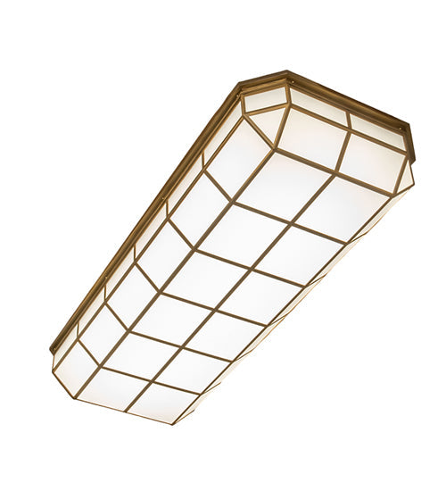 Meyda Lighting Gibbon 66" LED Gold Matte Island Flush Mount Light With White Statuario Idalight Shade