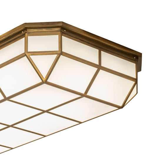 Meyda Lighting Gibbon 66" LED Gold Matte Island Flush Mount Light With White Statuario Idalight Shade