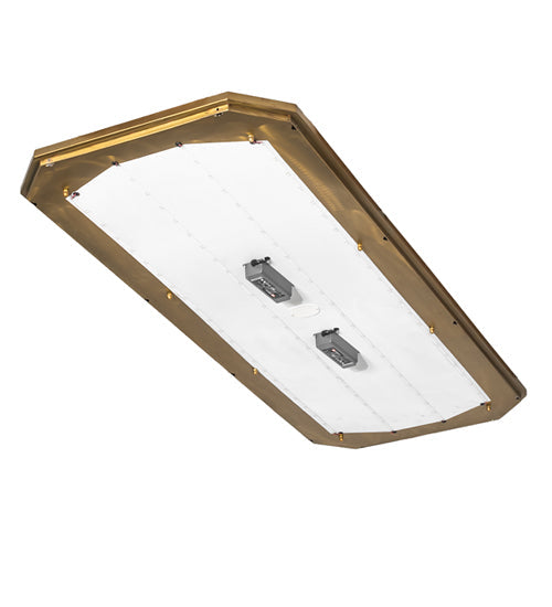 Meyda Lighting Gibbon 66" LED Gold Matte Island Flush Mount Light With White Statuario Idalight Shade