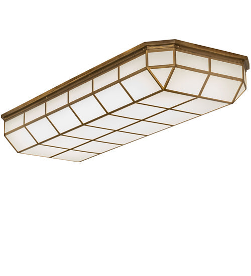 Meyda Lighting Gibbon 66" LED Gold Matte Island Flush Mount Light With White Statuario Idalight Shade