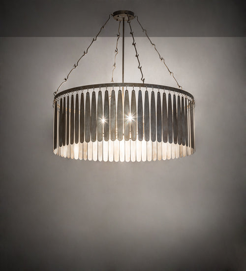 Meyda Lighting Gibson 48" 8-Light Antique Silver Semi-flush Mount Light