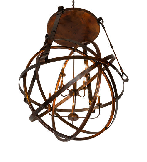 Meyda Lighting Gimbal 46" 8-Light Vintage Copper Grinado Chandelier