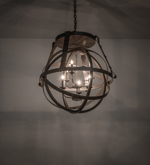 Meyda Lighting Gimbal Grinado 32" 6-Light Timeless Bronze Chandelier