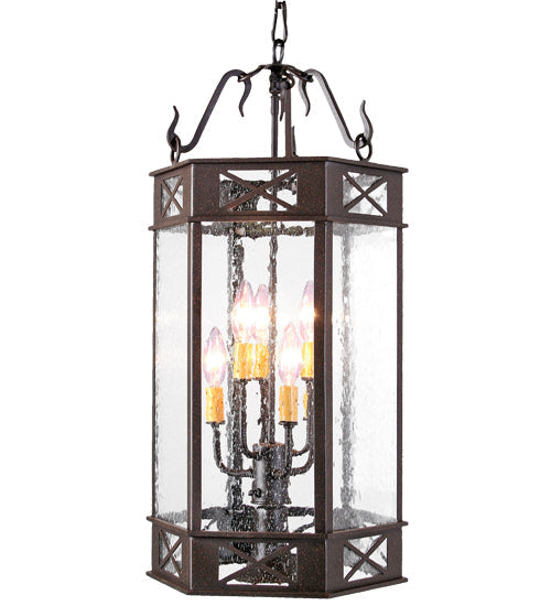 Meyda Lighting Gina 14" 7-Light Cajun Spice Pendant Light With Clear Seeded Shade Glass