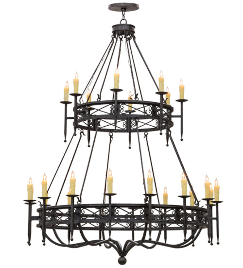 Meyda Lighting Gina 70" 24-Light 2-Tier Coffee Bean Chandelier With Ivory Faux Candlelight