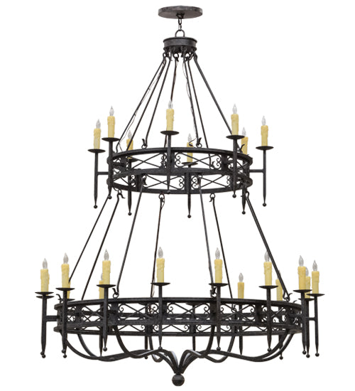 Meyda Lighting Gina 70" 24-Light 2-Tier Coffee Bean Chandelier With Ivory Faux Candlelight