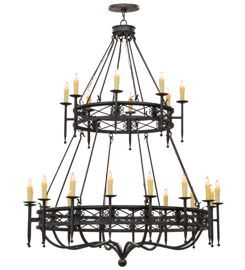 Meyda Lighting Gina 70" 24-Light 2-Tier Coffee Bean Chandelier With Ivory Faux Candlelight