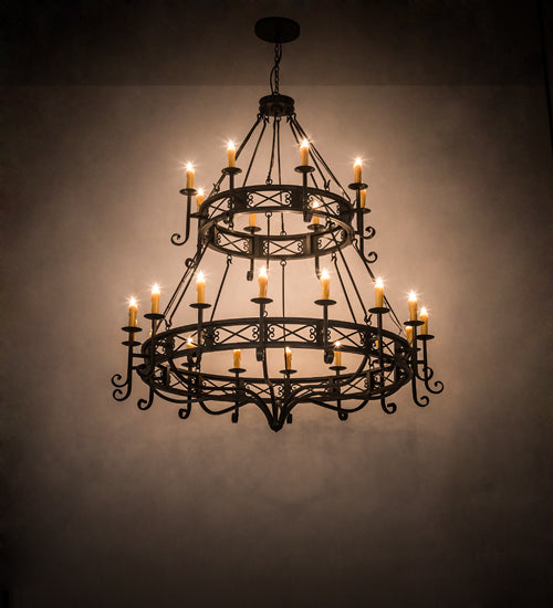 Meyda Lighting Gina 72" 24-Light Timeless Bronze Chandelier With Amber Faux Candlelight
