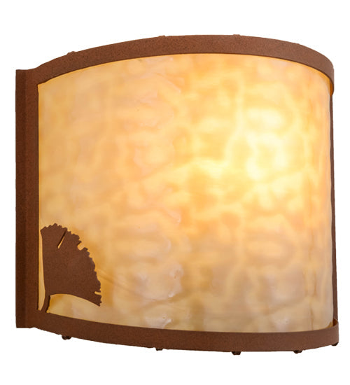 Meyda Lighting Ginkgo 12" Earth Wall Sconce With Beige Art Shade Glass