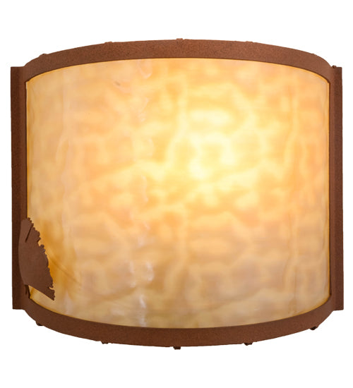 Meyda Lighting Ginkgo 12" Earth Wall Sconce With Beige Art Shade Glass