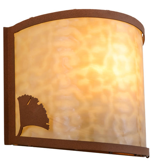 Meyda Lighting Ginkgo 12" Earth Wall Sconce With Beige Art Shade Glass