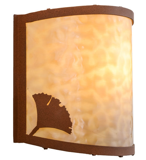 Meyda Lighting Ginkgo 12" Earth Wall Sconce With Beige Art Shade Glass