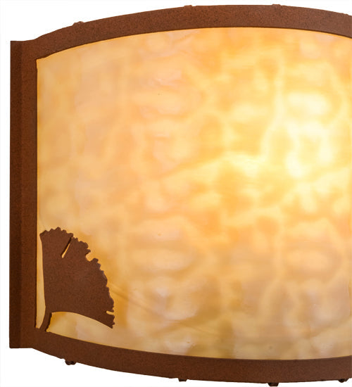 Meyda Lighting Ginkgo 12" Earth Wall Sconce With Beige Art Shade Glass