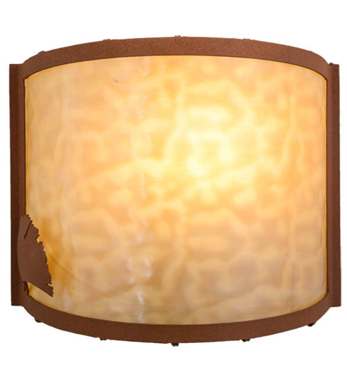 Meyda Lighting Ginkgo 12" Earth Wall Sconce With Beige Art Shade Glass