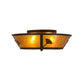 Meyda Lighting Ginkgo 22" 4-Light Cafe Noir Flush Mount Light With Amber Mica Shade Glass