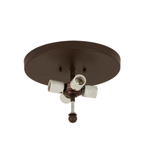 Meyda Lighting Ginkgo 22" 4-Light Cafe Noir Flush Mount Light With Amber Mica Shade Glass
