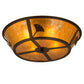 Meyda Lighting Ginkgo 22" 4-Light Cafe Noir Flush Mount Light With Amber Mica Shade Glass