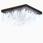 Meyda Lighting Ginkgo Leaf 36"Sq 9-Light Gilded Tobacco Flush Mount Light With Pearlstone Idalight Shade