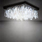 Meyda Lighting Ginkgo Leaf 36"Sq 9-Light Gilded Tobacco Flush Mount Light With Pearlstone Idalight Shade