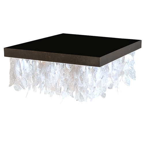 Meyda Lighting Ginkgo Leaf 36"Sq 9-Light Gilded Tobacco Flush Mount Light With Pearlstone Idalight Shade