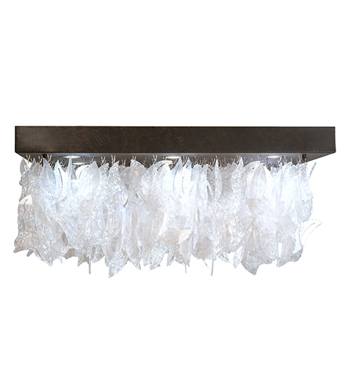 Meyda Lighting Ginkgo Leaf 36"Sq 9-Light Gilded Tobacco Flush Mount Light With Pearlstone Idalight Shade