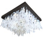 Meyda Lighting Ginkgo Leaf 36"Sq 9-Light Gilded Tobacco Flush Mount Light With Pearlstone Idalight Shade