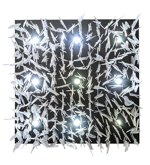 Meyda Lighting Ginkgo Leaf 36"Sq 9-Light Gilded Tobacco Flush Mount Light With Pearlstone Idalight Shade