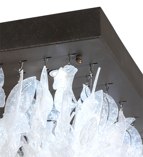 Meyda Lighting Ginkgo Leaf 36"Sq 9-Light Gilded Tobacco Flush Mount Light With Pearlstone Idalight Shade