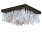 Meyda Lighting Ginkgo Leaf 36"Sq 9-Light Gilded Tobacco Flush Mount Light With Pearlstone Idalight Shade