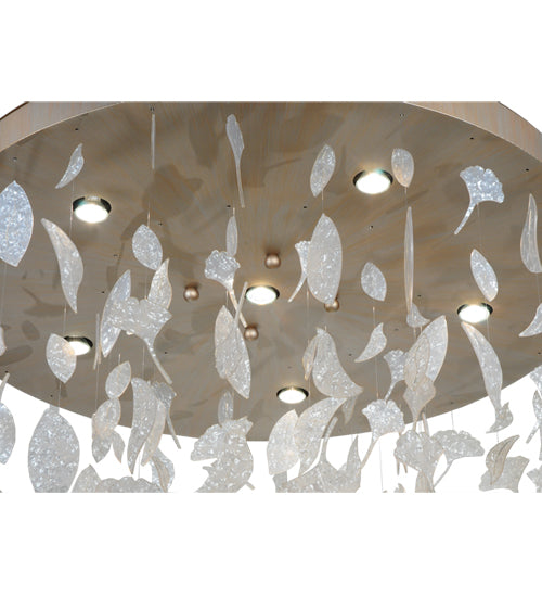 Meyda Lighting Ginkgo Leaf 44" 6-Light Champagne Metallic Cascading Pendant Light With Pearlstone Idalight Ginkgo Leaves Shade