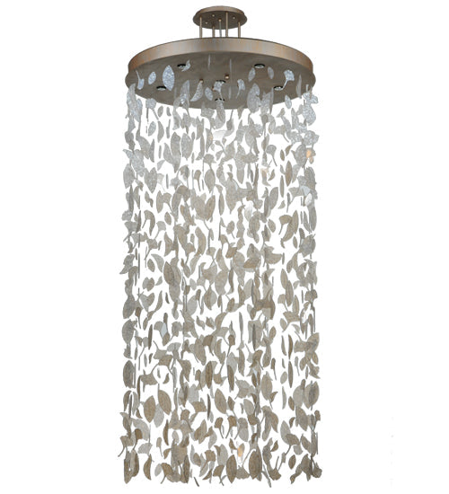 Meyda Lighting Ginkgo Leaf 44" 6-Light Champagne Metallic Cascading Pendant Light With Pearlstone Idalight Ginkgo Leaves Shade