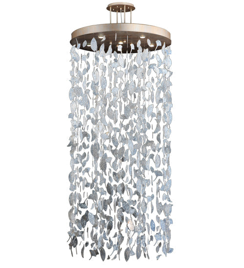 Meyda Lighting Ginkgo Leaf 44" 6-Light Champagne Metallic Cascading Pendant Light With Pearlstone Idalight Ginkgo Leaves Shade