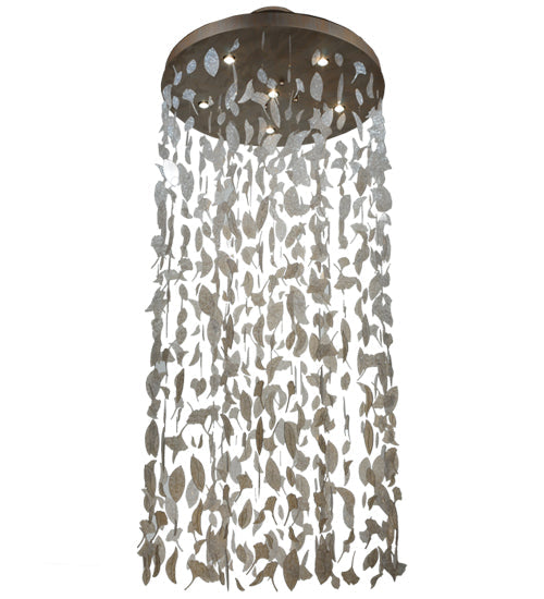 Meyda Lighting Ginkgo Leaf 44" 6-Light Champagne Metallic Cascading Pendant Light With Pearlstone Idalight Ginkgo Leaves Shade
