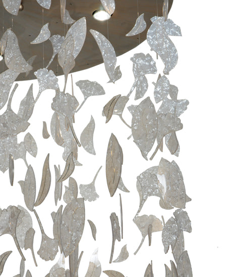 Meyda Lighting Ginkgo Leaf 44" 6-Light Champagne Metallic Cascading Pendant Light With Pearlstone Idalight Ginkgo Leaves Shade